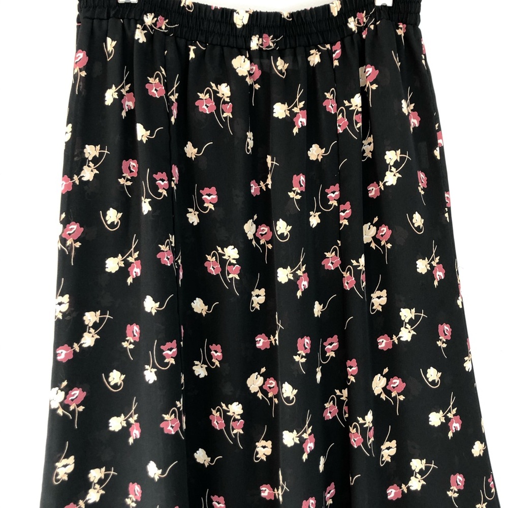 Tweeds Black Floral Boho Maxi Skirt Semi Sheer, S - Picture 4 of 8